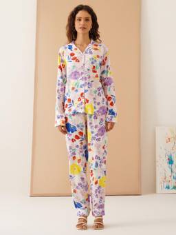 Dusk Attire - Aster Floral Shirt With Pyjama