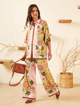 Dusk Attire - Kyomi Floral Shirt With Pyjama