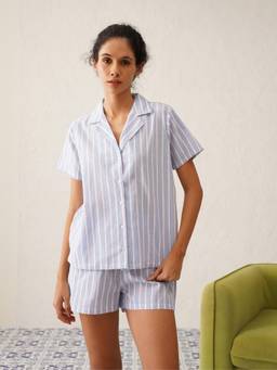 Dusk Attire - Rosine Stripe Shorts With Shirt