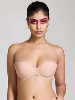 MAROON - Free Tranparent Belt Strapless Seamless Silicone Stick On Nude Bra