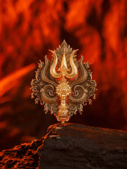 Cosa Nostraa - Men Antique Gold Divine Shiva Trishul Brass Brooch