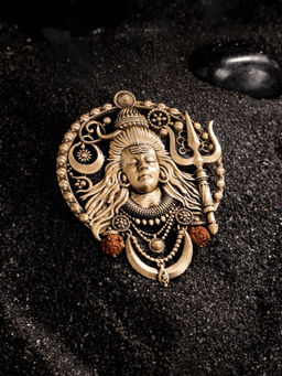 Cosa Nostraa - Men Antique Gold Divine Mahadev Face Brass Brooch
