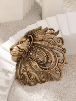 Cosa Nostraa - Men Antique Gold Super Simba Lion Brass Brooch