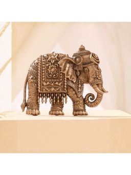 Cosa Nostraa - Men Antique Gold Elephant Heritage Brass Brooch