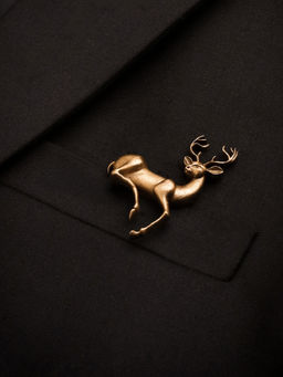 Cosa Nostraa - Men Antique Gold Regal Stag Brass Brooch