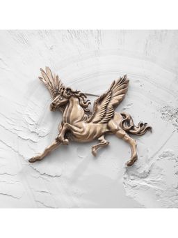 Cosa Nostraa - Men Antique Gold Pegasus Winged Horse Brass Brooch