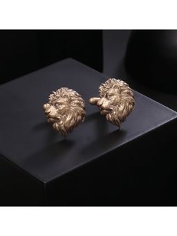 Cosa Nostraa - Men Antique Gold Side Lion Brass Cufflinks