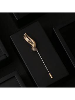 Cosa Nostraa - Men Antique Gold Blessing Hand Brass Lapel Pin