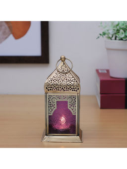 HomeTown - Dazzle Metal and Glass Lantern in Purple