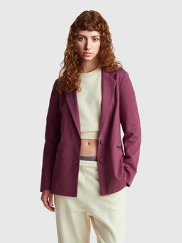 United Colors of Benetton - Mauve Lapel Solid Two Button Blazer