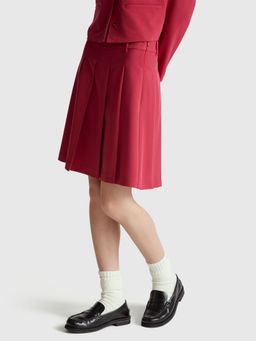 United Colors of Benetton - Pink Solid Short Pleated Skirt