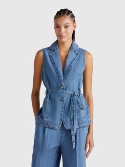 United Colors of Benetton - Lapel Collar Solid Jacket with Belt