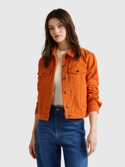 United Colors of Benetton - Orange Spread Collar Solid Jacket
