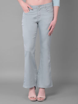 CRIMSOUNE CLUB - Solid Grey Bootcut Jeans for Women