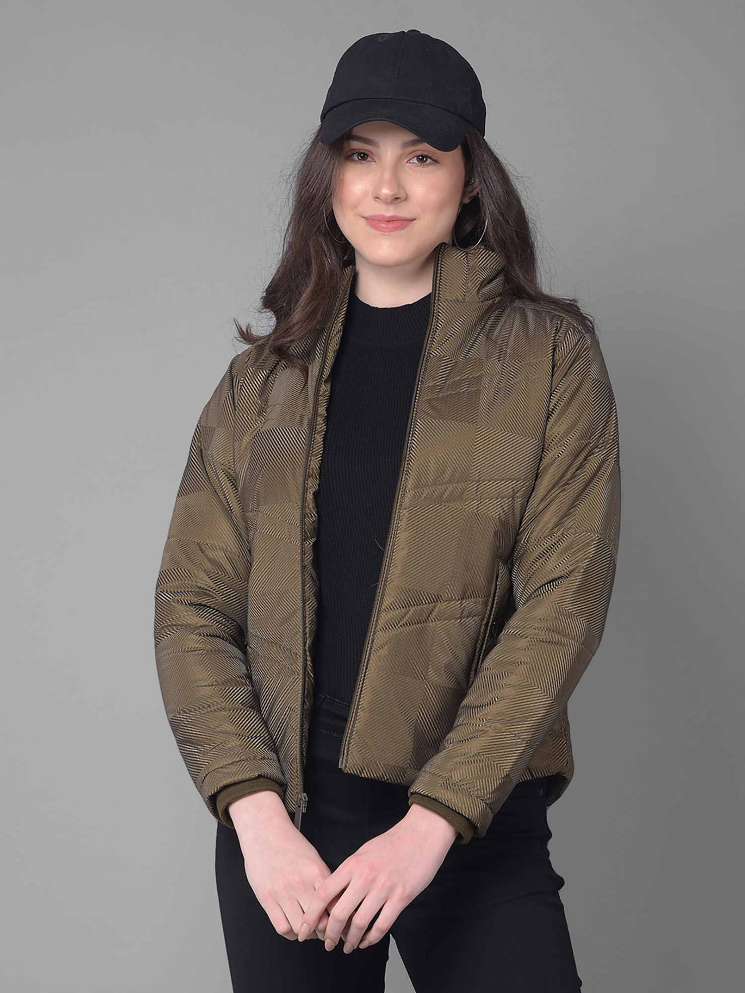 crimsoune club Textured Olive Jacket for Women-picture-24