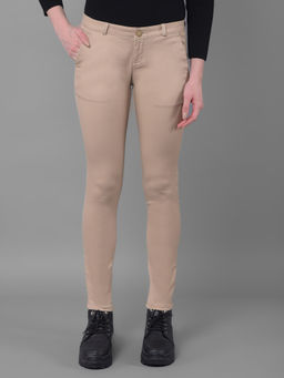 CRIMSOUNE CLUB - Solid Beige Trouser for Women