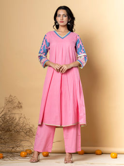 Readiprint - A Line Style Cotton Pink Kurta with Palazzo (Set of 2)