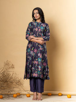 Readiprint - Straight Style Viscose Purple Kurta with Palazzo (Set of 2)