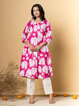 Readiprint - A Line Style Cotton Flex Magenta Kurta with Pant (Set of 2)
