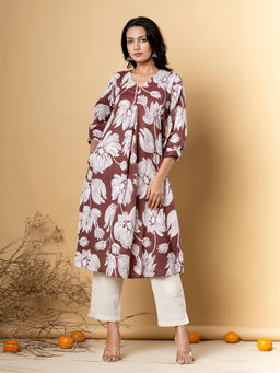 Readiprint - A Line Style Cotton Flex Brown Kurta with Pant (Set of 2)