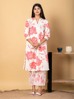 Readiprint - Straight Style Cotton Flex Peach Kurta with Palazzo (Set of 2)