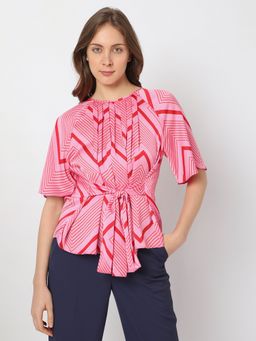 VERO MODA - Women Printed Casual Wear Pink Top