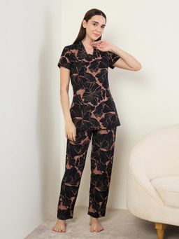 Sweet Dreams - Womens Floral Printed Pyjama With Top Black