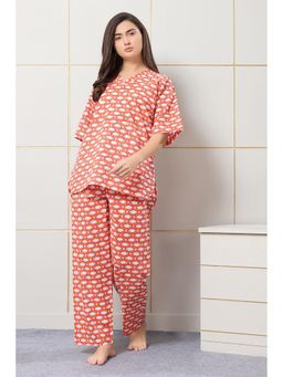 PIU - Womens Night Co-Ord Set Orange