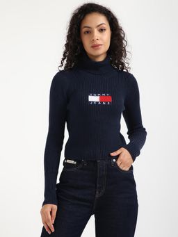 Tommy Hilfiger - Women Navy Blue Turtle Neck Sweater