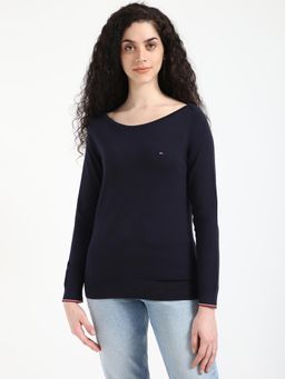 Tommy Hilfiger - Women Navy Blue Solid Sweater