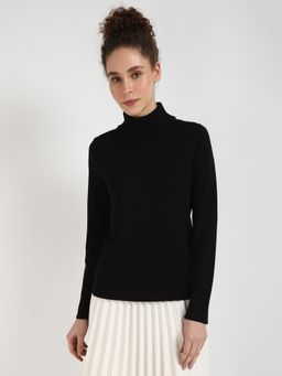 Tommy Hilfiger - Women Black Solid High Neck Sweater