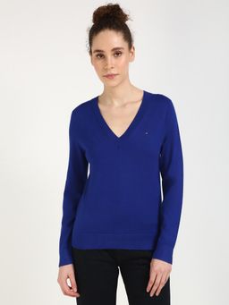 Tommy Hilfiger - Women Blue V-Neck Sweater