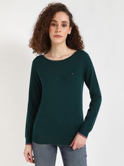 Tommy Hilfiger - Women Green Boat Neck Sweater