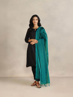 Fabindia - Teal Cotton Silk Blend Dupatta