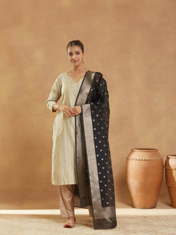 Fabindia - Black Cotton Silk Blend Dupatta