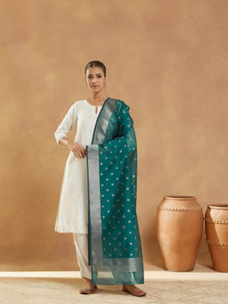 Fabindia - Teal Cotton Silk Blend Dupatta