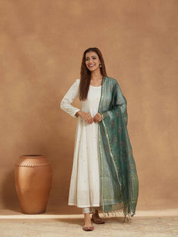 Fabindia - Green Silk Blend Dupatta
