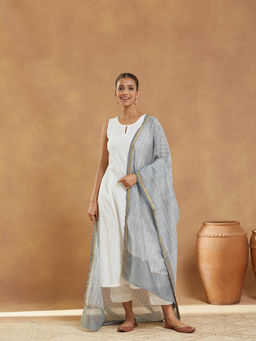 Fabindia - Grey Cotton Silk Blend Dupatta