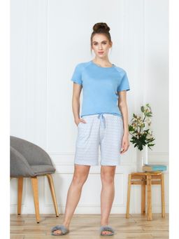Van Heusen Woman Lingerie and Athleisure - Van Heusen Women Drawstring Waist & Functional Pocket Lounge Shorts - Light Blue