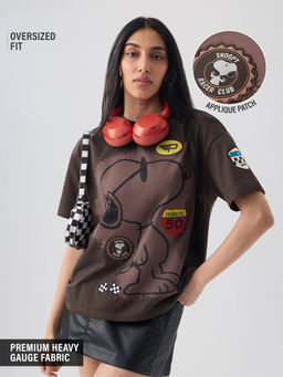 The Souled Store - Official Peanuts: Motorsport Women Oversized T-Shirt