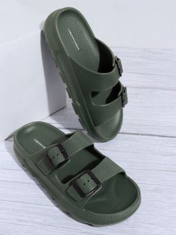 Carlton London - Solid Olive Classic Sliders