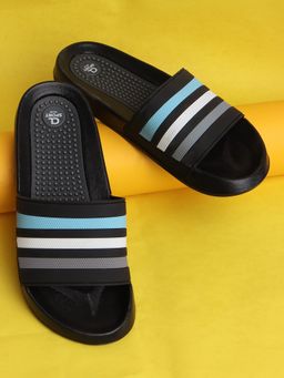 Carlton London - Stripes Black Sliders