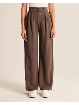 Fnocks - Womens Brown Wide-Leg High-Waisted Formal Trouser