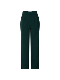 Fnocks - Womens Green Wide Leg High-Waisted Formal Trouser