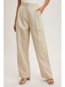 Fnocks - Womens Cream Wide-Leg High-Waisted Formal Trouser