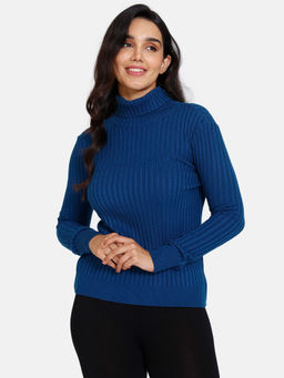 Zivame - Flat Knit Lounge Top - High Tide - Blue
