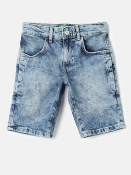 United Colors of Benetton - Solid Regular Fit Blue Denim Shorts