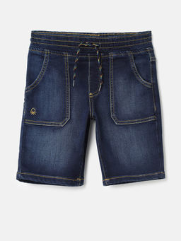 United Colors of Benetton - Solid Regular Fit Dark Blue Denim Shorts