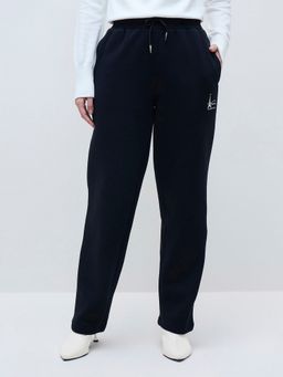 ELLE - Black Blended Solid Pant