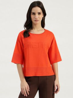 United Colors of Benetton - Orange Round Neck Solid Top